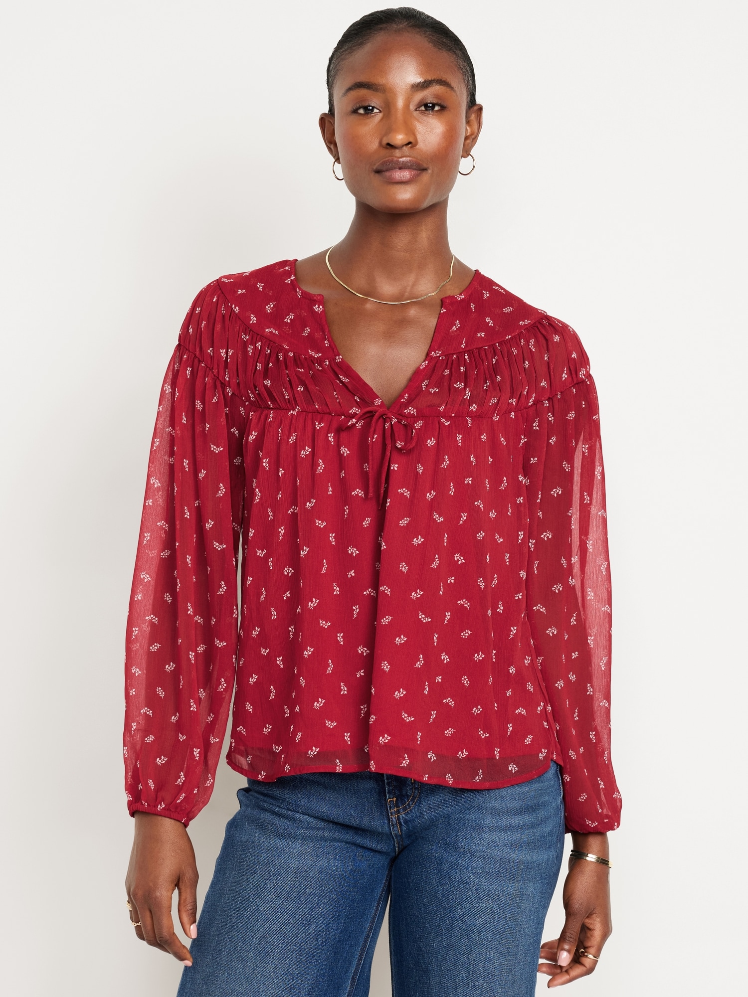 Tie-Front Chiffon Top