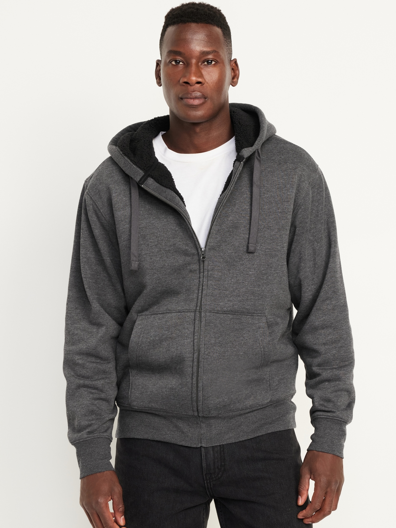 Sherpa-Lined Zip Hoodie