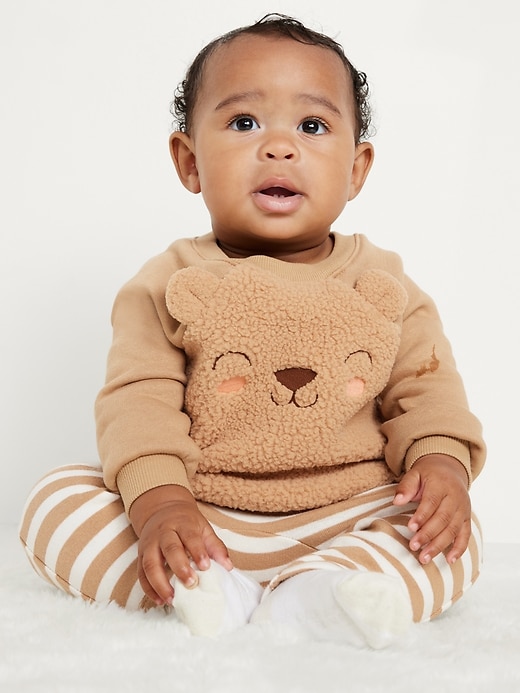 Voir une image plus grande du produit 1 de 4. Ensemble chandail ras du cou et pantalon en coton ouaté à motif de créature pour Bébé