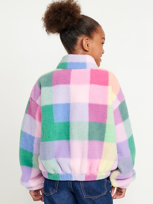 Voir une image plus grande du produit 2 de 5. Veste en Sherpa à imprimé à col montant et glissière pleine longueur pour fille