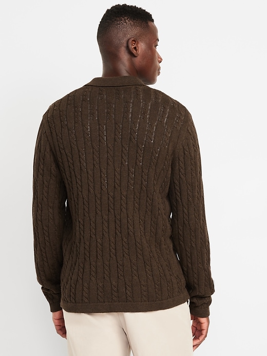 Button down cable knit sweater hotsell