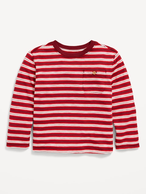 Long-Sleeve Pocket T-Shirt for Toddler Boys - Red