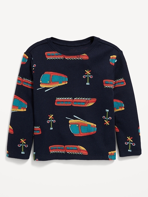 Voir une image plus grande du produit 1 de 1. T-shirt à manches longues en tricot isotherme à motif pour tout-petit garçon