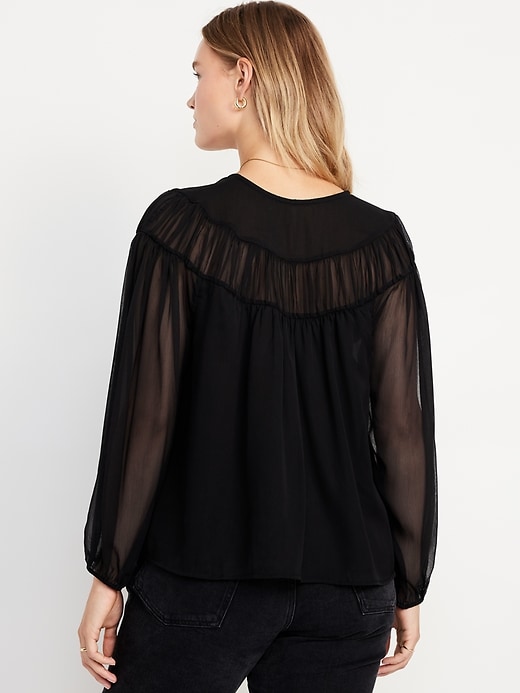 Image number 6 showing, Tie-Front Chiffon Top