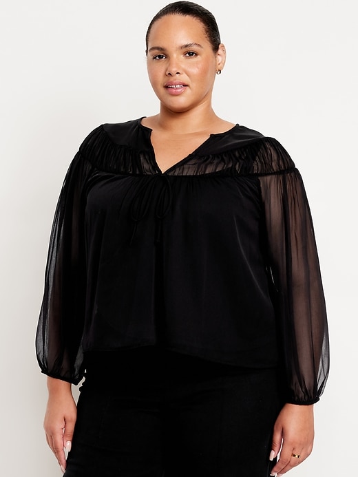 Image number 7 showing, Tie-Front Chiffon Top