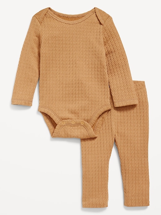 View large product image 1 of 2. Jacquard-Knit Bodysuit and Leggings Set for Baby