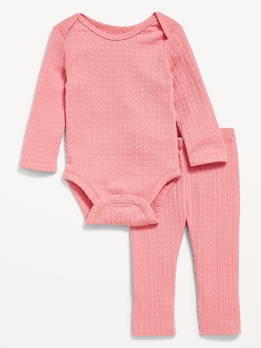 Voir une image plus grande du produit 1 de 2. Ensemble cache-couche et legging en tricot jacquard pour bébé