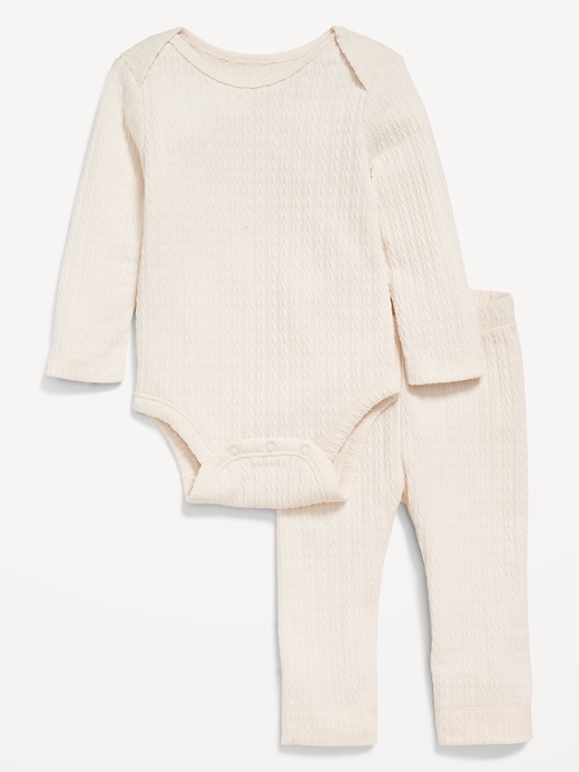 View large product image 1 of 3. Jacquard-Knit Bodysuit and Leggings Set for Baby