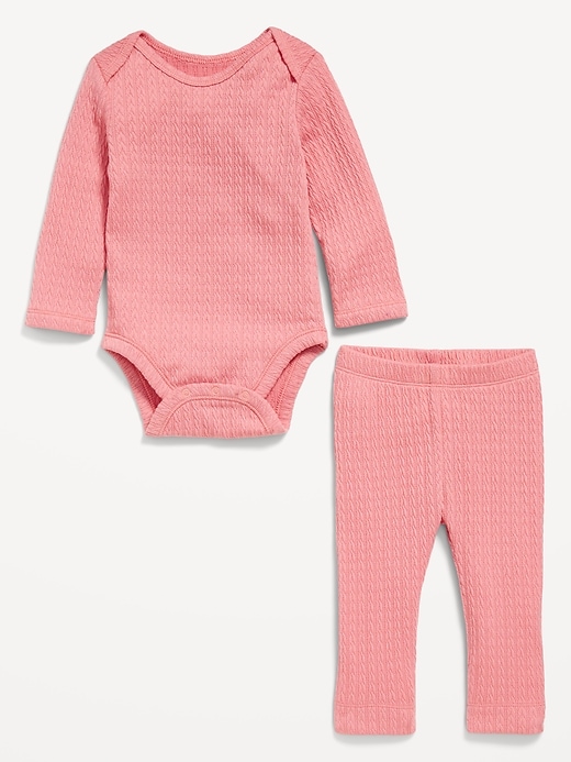 Voir une image plus grande du produit 2 de 2. Ensemble cache-couche et legging en tricot jacquard pour bébé