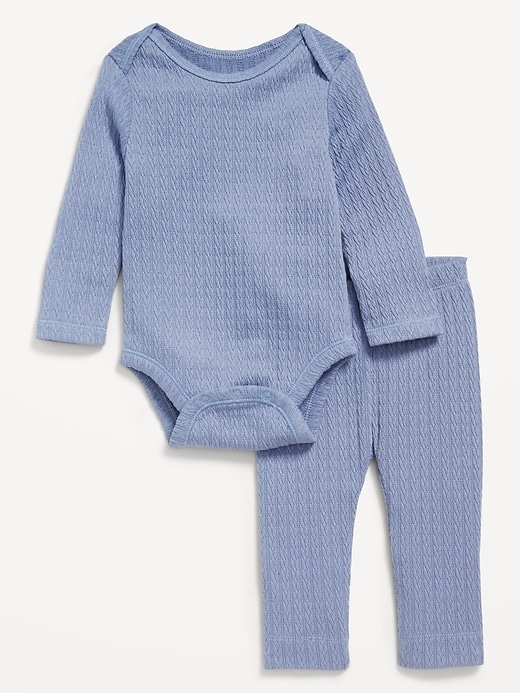 Voir une image plus grande du produit 1 de 2. Ensemble cache-couche et legging en tricot jacquard pour bébé