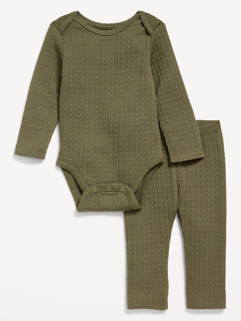 Ensemble cache-couche et legging en tricot jacquard pour bébé - Toundra Alpestre