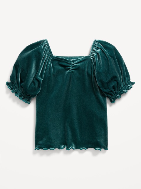 Puff-Sleeve Velvet Top for Toddler Girls