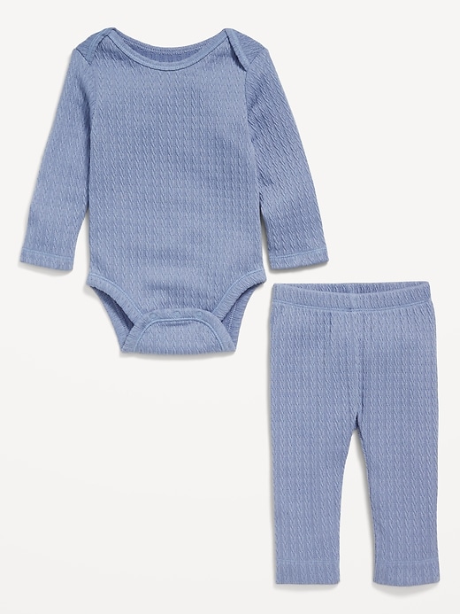 Voir une image plus grande du produit 2 de 2. Ensemble cache-couche et legging en tricot jacquard pour bébé