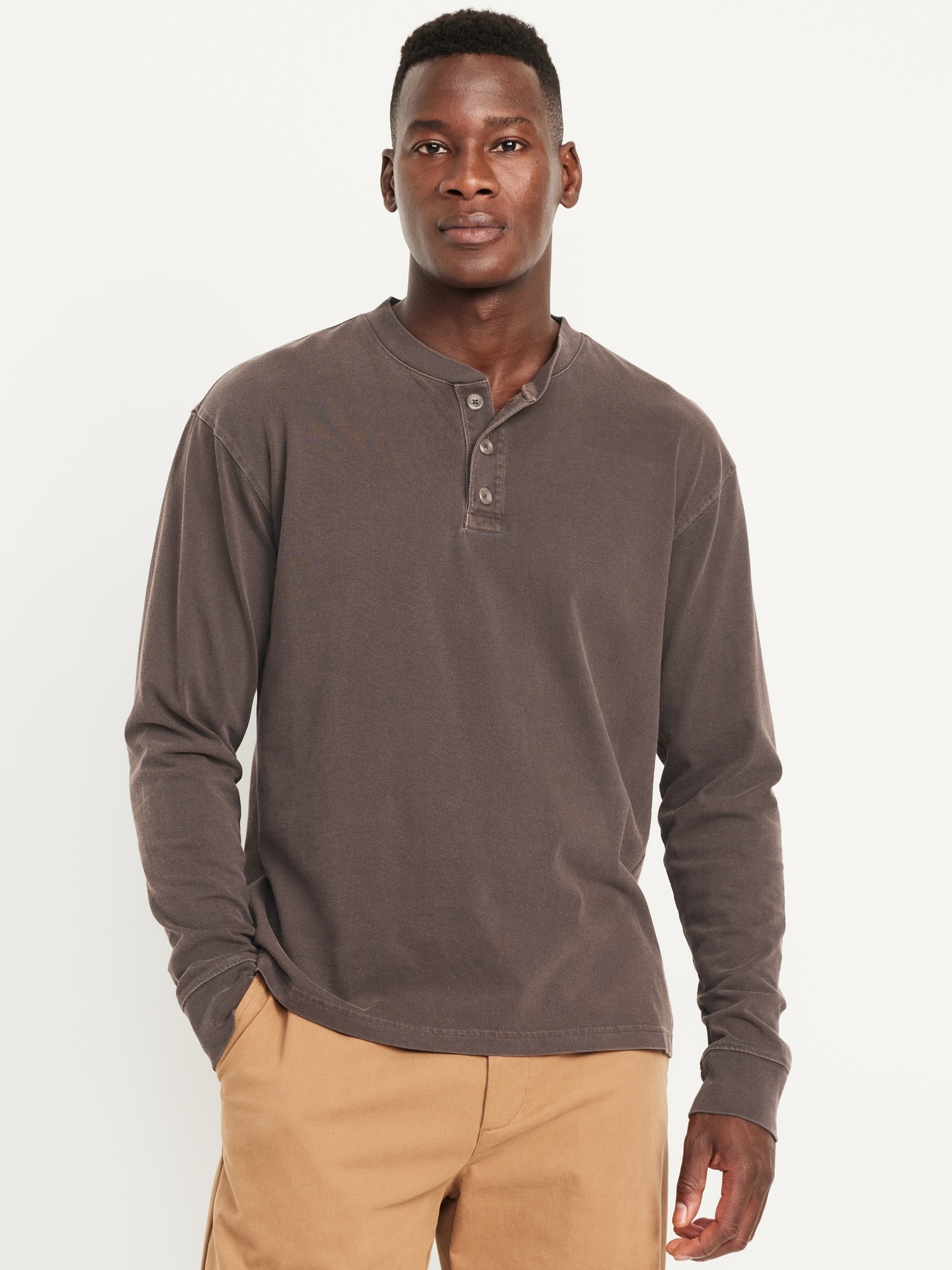 T-shirt henley en tissu épais