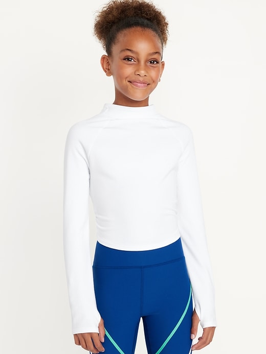 View large product image 1 of 5. PowerChill Mock-Neck Side-Ruched Top for Girls