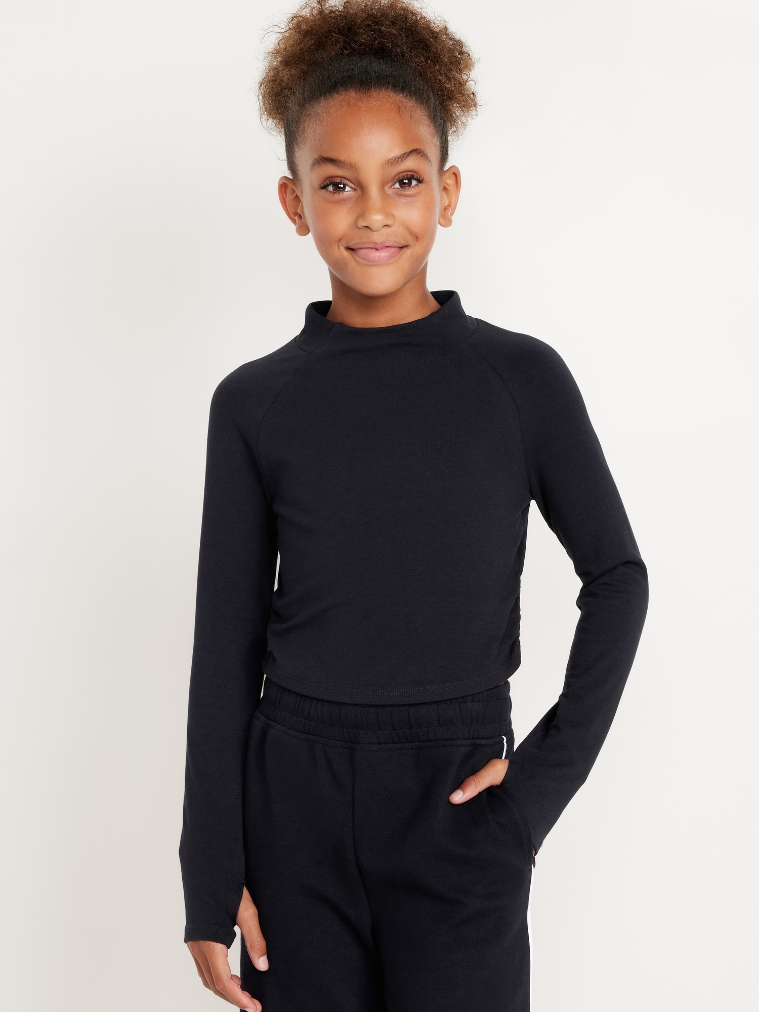 PowerChill Mock-Neck Side-Ruched Top for Girls