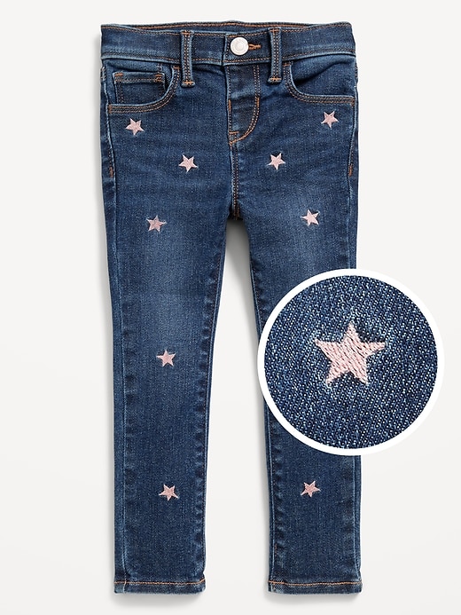 View large product image 1 of 2. High-Waisted Rockstar 360° Stretch Embroidered Jeggings for Toddler Girls