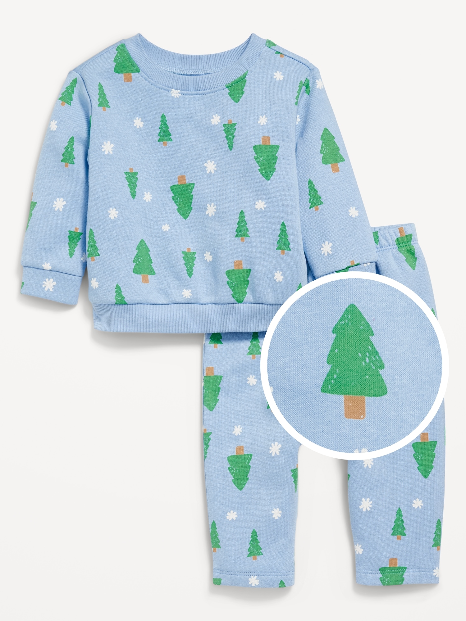 Printed Crew-Neck Sweatshirt and Sweatpants Set for Baby