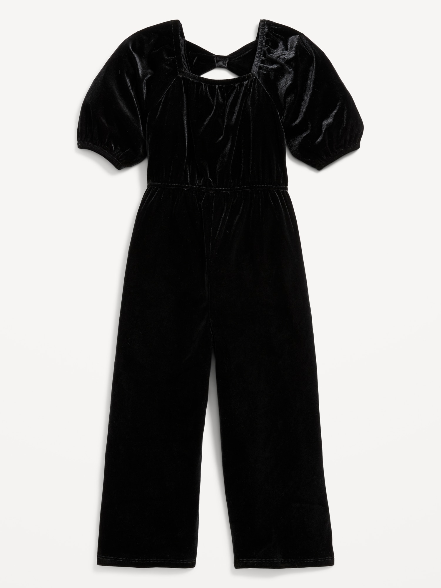 Velvet Back-Bow Jumpsuit for Toddler Girls