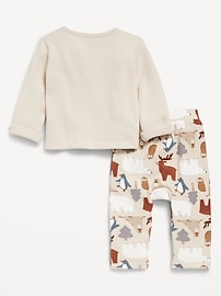 Image number 2 showing, Thermal-Knit Buttoned-Shoulder Top and Pants Set for Baby