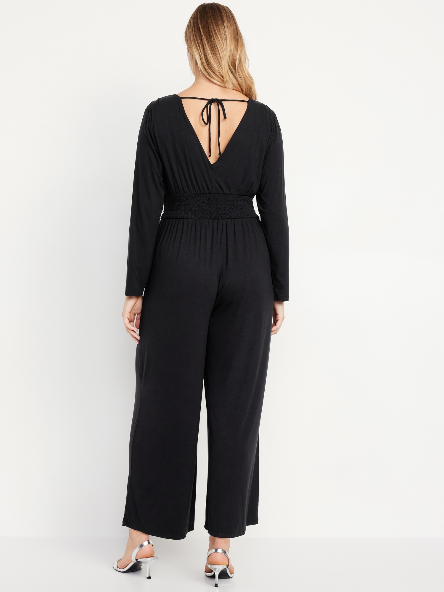 Waist-Defined V-Neck Jumpsuit