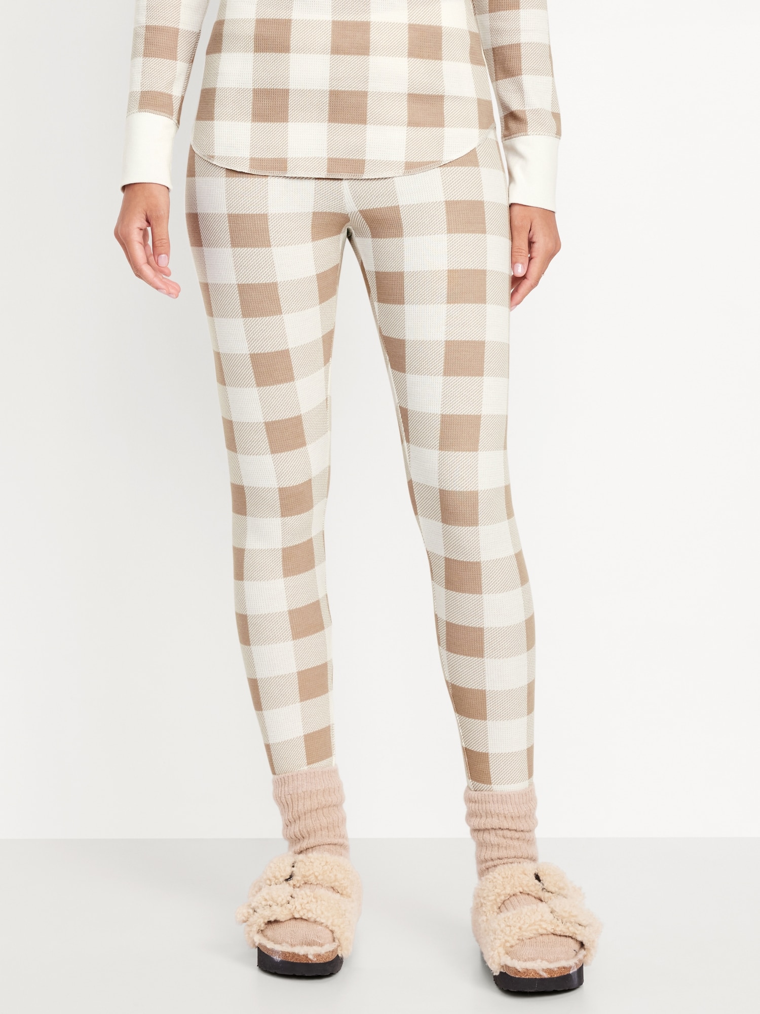 High-Waisted Waffle Pajama Leggings