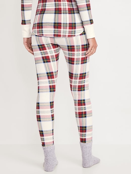 Image number 2 showing, High-Waisted Printed Waffle Pajama Leggings for Women