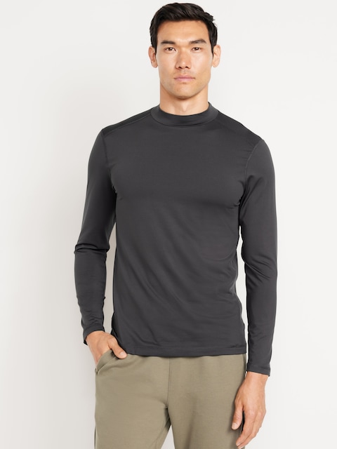 Cozy Baselayer Mock-Neck T-Shirt - Black