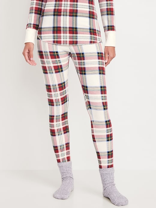 Image number 1 showing, High-Waisted Printed Waffle Pajama Leggings for Women