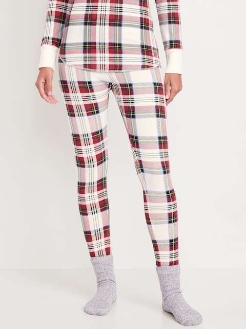 Legging de pyjama gaufré à taille haute et à motif