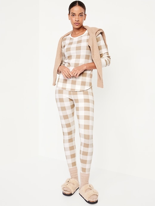 Image number 3 showing, Printed Waffle Pajama Top for Women