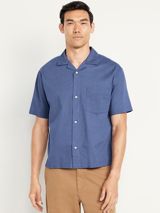 Image number 1 showing, Short-Sleeve Crop Camp Shirt