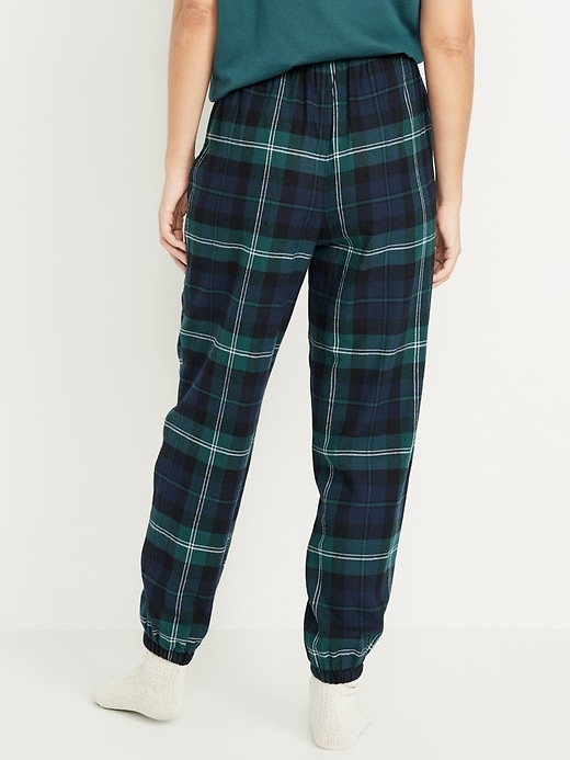 L'image numéro 2 présente Pantalon de jogging de pyjama en flanelle à taille haute pour femme