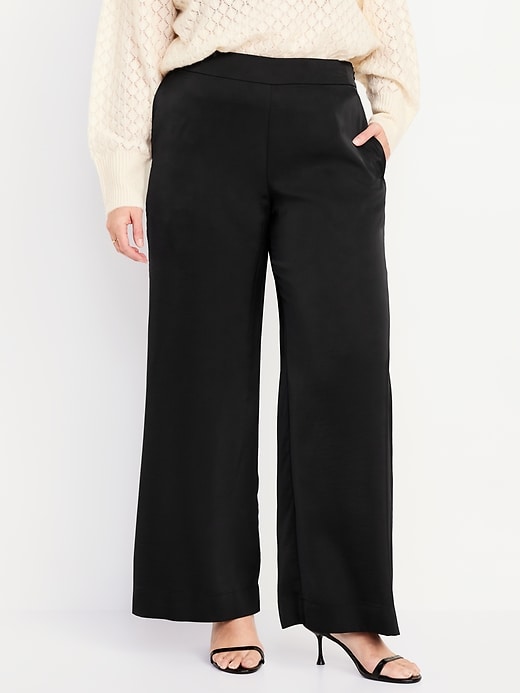 Image number 4 showing, High-Waisted Satin Super Wide-Leg Pants