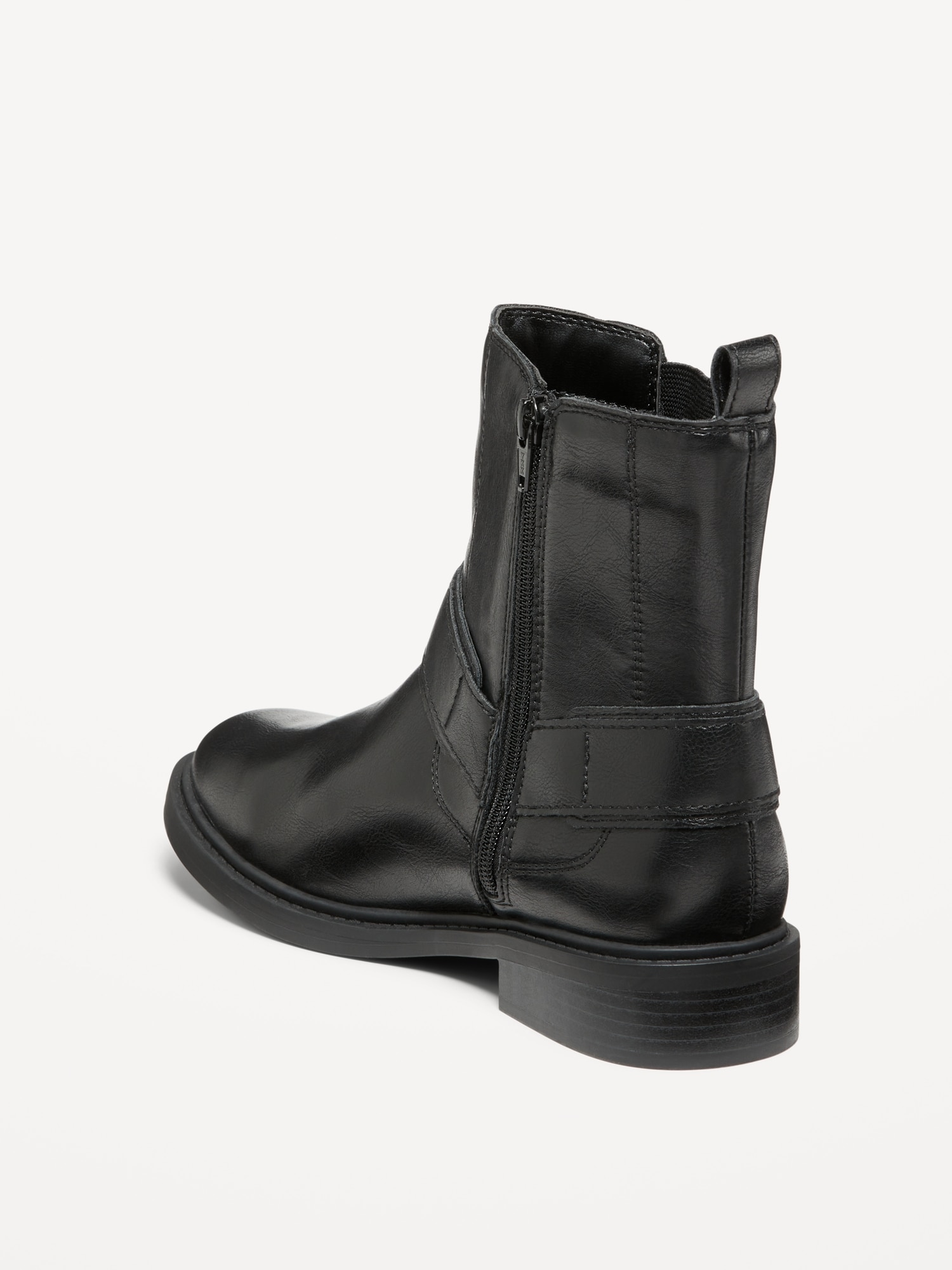 Faux-Leather Moto Boots