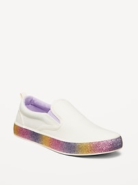 Image number 1 showing, Glitter Canvas Slip-On Sneakers for Girls