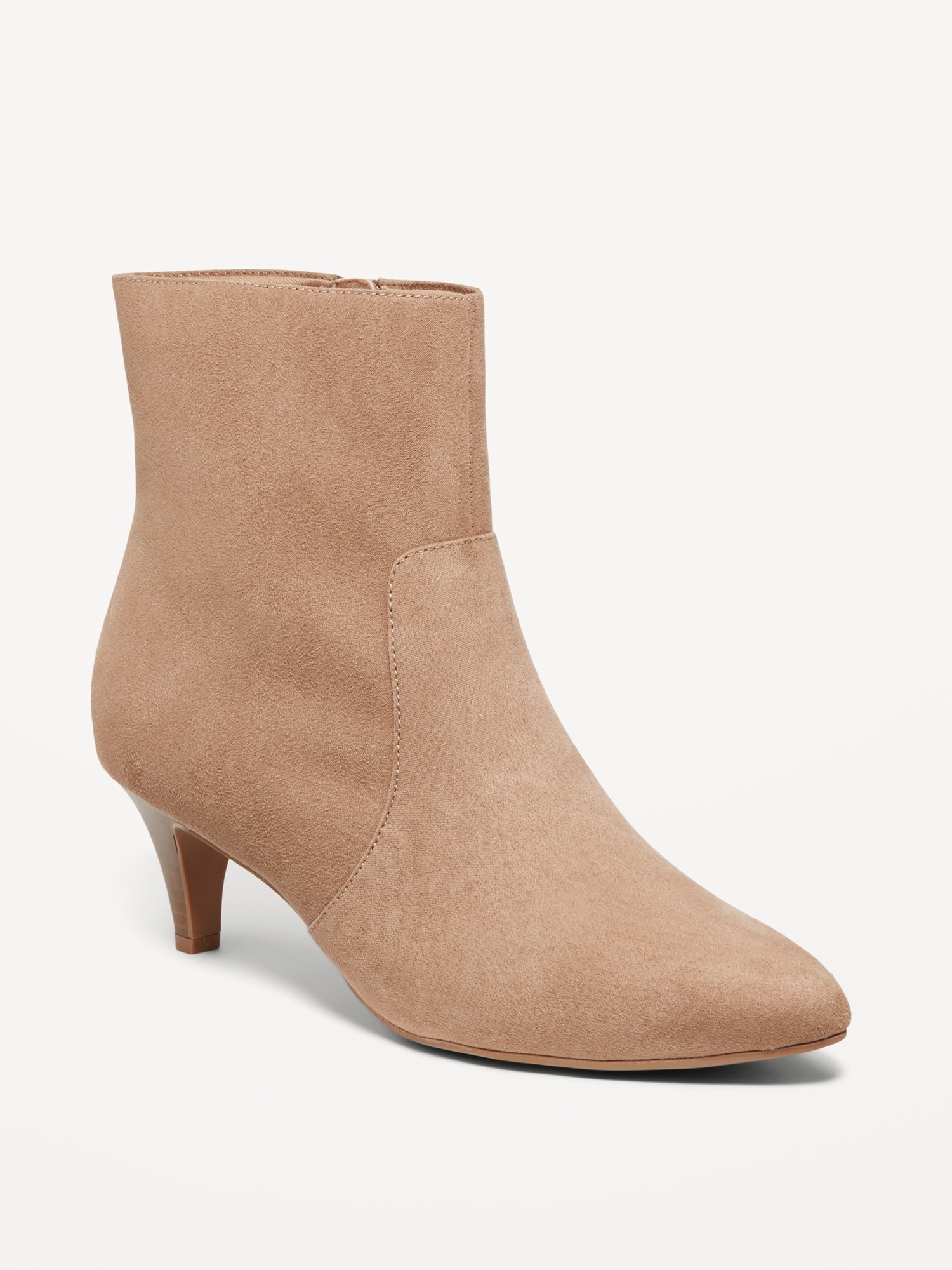 Faux-Suede Kitten Heel Boots