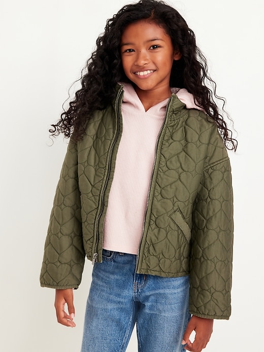 Voir une image plus grande du produit 1 de 3. Veste à cœurs matelassés pour fille