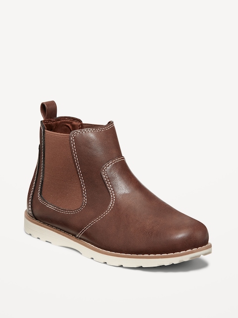 Faux-Leather Boots for Boys - Brown