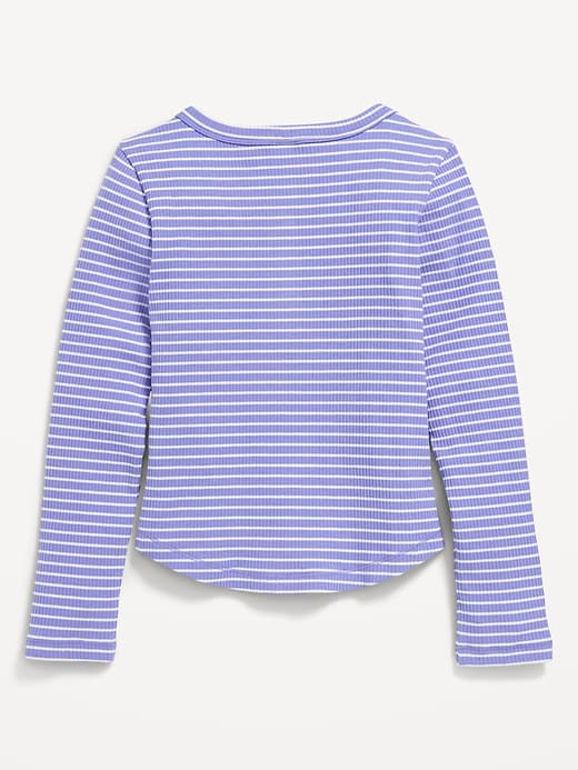 Voir une image plus grande du produit 2 de 3. T-shirt henley à motif à manches longues pour Fille