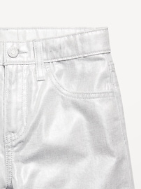 View large product image 5 of 5. High-Waisted Baggy Silver Shine Wide-Leg Jeans for Girls