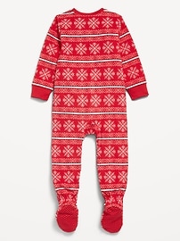 Voir une image plus grande du produit 3 de 4. Pyjama une-pièce à pieds en micromolleton à motif pour tout-petit et bébé