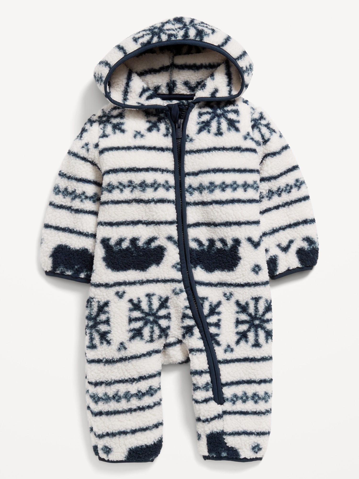 Printed Sherpa Hooded One-Piece for Baby