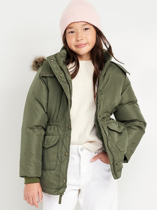 View large product image 1 of 3. Water-Resistant Sherpa-Lined Hooded Parka Coat for Girls