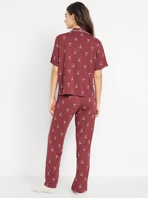 Image number 2 showing, Mid-Rise Knit Jersey Pajama Pant