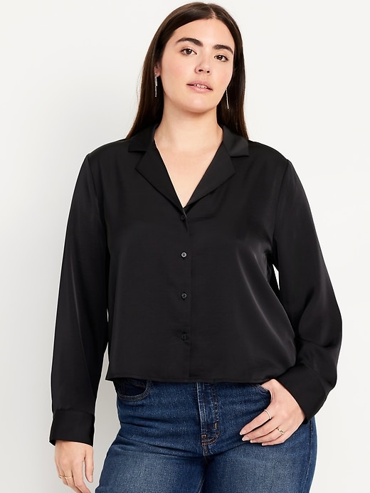 Image number 5 showing, Satin Cropped Button-Down Shirt