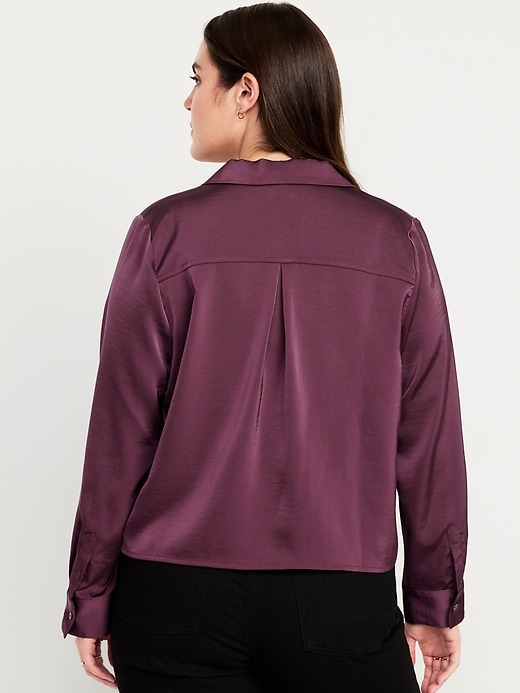 Image number 6 showing, Satin Cropped Button-Down Shirt