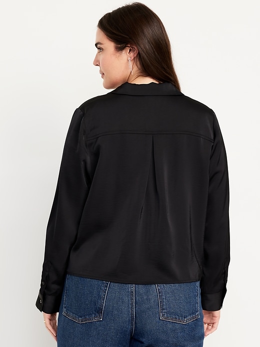 Image number 6 showing, Satin Cropped Button-Down Shirt