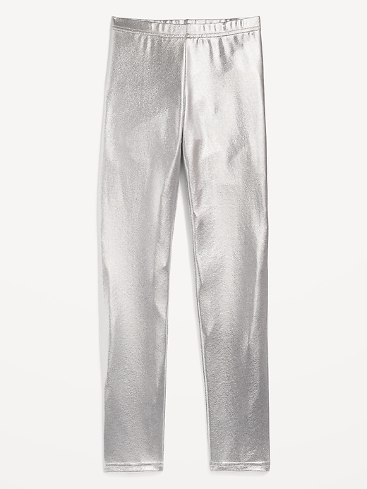 Image number 4 showing, Shiny Foil Print Leggings for Girls