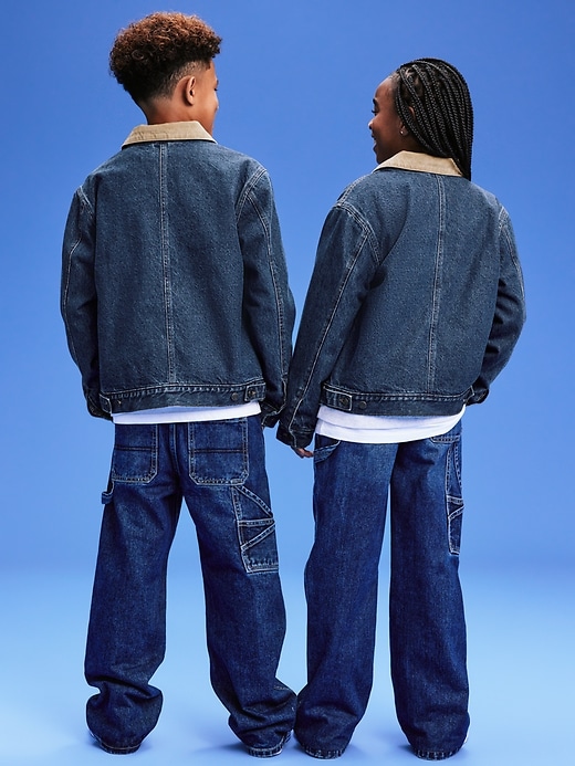 Image number 2 showing, '94 Gender-Neutral Corduroy-Trim Jean Trucker Jacket for Kids